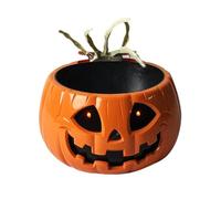 qokeeu Pumpkin Candy Bowl - Pumpkin Sugar Bowls - Sugar Container with Moving Skeleton Hand for Gathering Porch Classroom Birthday Halloween Party Backyard Home