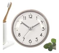 qokeeu Shower Clock with Suction Cup, Waterproof, Easy to Read and with Alarm Clock, 7.5 cm Small Clock for the Bathroom, for Home, Office, Bedroom, Living Room, Kitchen, Mirror and Fridge