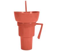 qokeeu Snack and Drink Cup Combo - Reusable Food Bowl Drink Cup Combo - Spill-Proof Beverage Holder Food Container for Travel Picnic Kids Beach Camping Movie Night Adults Outdoor