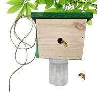 qokeeu Wasp Trap, Rustic Wooden Barn Garden Decoration, Wasp Catcher and Beehive Trap for Outdoors, for Patio, Garden, Tree Branches and Swarm Control