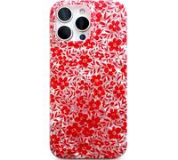 Qokey Case for iPhone 13 Pro Max - Pretty Spring Seamless Floral Print Design, Luxury Seashell Pattern Soft Bumper Lightweight Slim Fit TPU Shockproof Phone Cover, Red Small Flowers