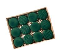 QOKLIYUI 12pack/lot Large Xmas Baubles Set Farmhouse Christmas Ball Bauble Burgundy Christmas Tree Decorations ABS Velvet Baubles, green, 8cm-12