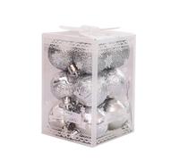 QOKLIYUI 12pieces Sparkling Christmas Tree Balls Enought Quantity Durable Construction Glitter Baubles For Home Decor Plastic, silver