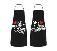 QOKLIYUI 2x And Gifts Cute Aprons For Cooking And Easy To Clean Husband And Wife Gifts For Couples Set Polyester Couples Aprons, Black, J