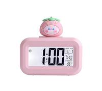 QOKLIYUI Cute Strawberry Alarm Clock With Digital Screen And Silent for Operation ABS Multi Functional Mini Alarm Clock Digital Clock