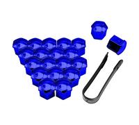 QOKLIYUI Pack of 20 Car Wheel Nut Caps Exterior Replacement Auto Hub Screw Head Cover 17-21mm Anti-Rust Automobile Rims, Plating Blue, 21mm