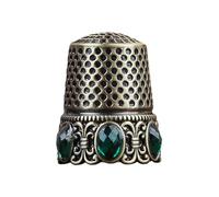 QOKLIYUI Sewing Thimbles For Fingers Finger Protector For Quilting Embroidery Tailors And Craft Enthusiasts Hand Sewing Finger Guards Supplies Tools Accessories, Bronze Crystal, 1.5x1.5x2.5cm