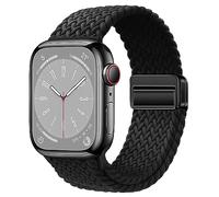 QOKNUL Nylon Sport Loop Watch Bands Compatible with Apple Band Ultra 2 49mm 45mm 44mm 42mm 41mm 40mm 38mm, Soft Braided Woven Magnetic Clasp Strap for iWatch Series 9/8/7/6/5/4/3/2/1/SE, Black