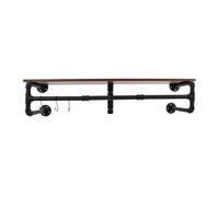 qokplkog Wall Mounted Industrial Pipe Style Shelf with Four Bases for Studio Apartment Wall Coat Rack with Shelf Three Hooks