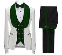 Qolkmuiy-GJ Men's Formal Jacquard Tuxedo Casual Shawl Collar Wedding Groom Suit Peak Lapel Solid Color Blazer (Army Green,Medium)
