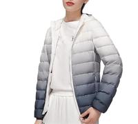 Qolkmuiy-GJ Women's Hooded Gradient Color Coat Lightweight Packable Hoodies Puffer Jackets Full Zip Up Thermal Slim Outwear (Blue,S)