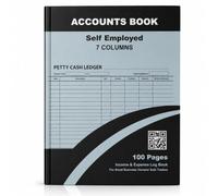 Qollection Account Book 7 Column Across Ledger 100 Pages Hardbound Bookkeeping Record Daily Income & Expense Ledger | Petty Cash Debit & Credit Register Home Office & Small Business
