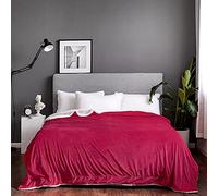 Qollection Sherpa Teddy Lush [Wine] Super Soft Blanket Faux Fur Shaggy with Crystal Fleece at back Cosy Fuzzy Throws Warm Solid for Sofa Couch & Bed Décor Double ply Reversible (Wine, King 240x200cm)