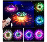 QOLNBY Floating Pool Lights, IP68 Waterproof Pool Lights, Rechargeable RGB Upper and Lower Color Changing Pool Lights with 6 Dynamic Lighting Effects, Floating Light for Pond Gardens,Party -2 Pack