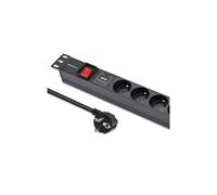 Qoltec Aluminiowa Listwa zasilająca PDU do RACK 19 1U 16A 6xFRENCH 1.8m