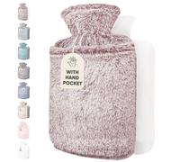 Qomfor Hot Water Bottle with Cover UK - 1.8L Large Fluffy Hot Water Bottle with Kangaroo Pocket for Period Pain Relief, Back Pain. Provides Warmth for The Body - Premium Soft, Cozy Cover (Plum)