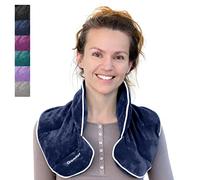 Qomfor - Microwavable Wheat Bag - Dark Blue, Lavender Scent - 1.5kg Weighted Neck/Shoulder Wrap - Heating Pad - Hot/Cold Therapy, Stress Relief, Arthritis Pain, Muscle Tension, Headache