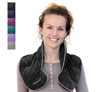 Qomfor - Microwavable Wheat Bag - Dark Grey, Lavender Scent - 1.5kg Weighted Neck/Shoulder Wrap - Heating Pad - Hot/Cold Therapy, Stress Relief, Arthritis Pain, Muscle Tension, Headache