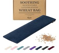 Qomfor Wheat Bag Microwavable - Moldable Microwavable Heat Pad (48 x 15 cm) - Fleece, Wheat Filled Microwave Heat Pack - Neck, Shoulder, Back Pain Relief - Reusable & Flexible Heat Pad (Dark Blue)