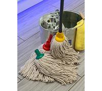 Qomfy 6pcs of Socket Push Plastic PY 1.5s Cotton or TWINE Mop Head Jumbo or Large Mop Thick Absorbent Yarn For Everyday Home/Work Commercial Mop Heads for Heavy Duty long lasting (6pk Jumbo 400g)