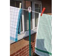 Qomfy Prop Normal butterfly lock Metal Galvanised Garden Washing Line Outdoor Extendable Pole Cloths Laundry Support Extending pole Telescopic strong Airer 1pk