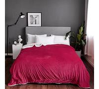 Qomfy Sherpa Teddy Lush [K] Super Soft Blanket Faux Fur Shaggy with Crystal Fleece at back Cosy Fuzzy Throws Warm Solid for Sofa Couch & Bed Décor Double ply Reversible (King 240x200cm, Wine)