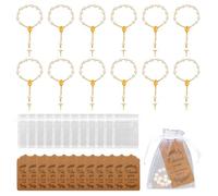 Qoncosy 36 Pieces Baptism Favors Set Includes 12 Mini Rosary Baptism Favors 12 White Organza Bags with Drawstring 12 Thank Tags for Christian Gifts
