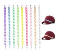 Qoncosy 9 Pack Trucker Hat Chains for Women, Colorful Plastic DIY Charm Set for Baseball Caps, Unisex Decorative Accessories