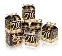 Qonmpcvu 50 Pack Square Gift Boxes, 70th Birthday for Adults, Bow Boxes for Birthday Party, 70th Birthday Party Decorations for Party, Birthday,