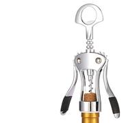 QONYFONE Wine Opener-Premium Zinc Alloy Wing Corkscrew, Heavy Duty Manual Multifunctional Bottle Opener for Kitchen, Restaurant, Bar and Waiters, Silver