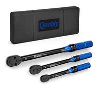 Qoobly 3Pcs Torque Wrench Set - 1/4 3/8 1/2 Inch Drive Torque Wrench 5-25N·m 10-60N·m 20-220N·m - 72 Teeth Dual-Scales ±3% Accuracy Dual-Direction Adjustable Torque Wrenches for Bike Motorcycle Truck