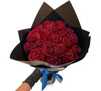 Qoobom (Self-Assembly) Glitter Rose Bouquet Red Artificial Rose Flowers Bouquet Shiny Fake Roses Bouquet,Love Gifts for Valentine's Day Gift, Anniversary, Engagement (Red, 30 Roses)