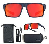QOOL TIMES Living out your F1A Square Polarized Red Sunglasses Men Women Fishing Running Driving Hiking