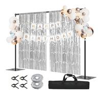 Qoolfoto 8.5x10ft Backdrop Stand Heavy Duty Photo Adjustable Background Frame Pipe and Drape Kit with Metal Flat Base for Wedding, Parties, Birthday, Festival, Video Studio