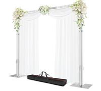 Qoolfoto Pipe and Drape Backdrop Stand, 8.9x10ft Heavy Duty Adjustable Backdrop Frame with Metal Base, Background Holder for Parties Photography Wedding Photoshoot Decoration
