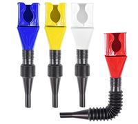 Qooloo 4-Piece Flexible Draining Tool Snap Funnel Set, Retractable Spill-Free Funnel for Car, Motorcycle, Petrol
