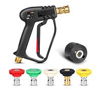 Qooltek High Pressure Washer Gun with 5 Detachable Spray Nozzle Tip, 1/4" Quick Connector & Adapter, M22-14 mm Fitting Car Jet Washer Cleaning Kits