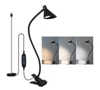 Qooltek LED Reading Light, Clamp Lamp 3 Color Modes 5 Brightness, Clip Light for Desk Bedside Table, 5W USB Powered Desk Lamp with Flexible Arm，Black