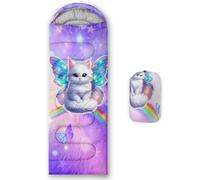 QOOMO Butterfly Cat Waterproof Sleeping Bags for Adults & Kids,Printed Camping Sleeping Bags, 3 Season Warm & Cool Weather,Lightweight,Traveling,and Outdoors,Camping Gear Equipment,31x90inch