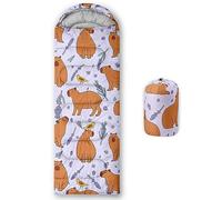 QOOMO Capybara Lavender Printed Camping Sleeping Bags,3 Season Warm & Cool Weather,Lightweight,Waterproof Sleeping Bags for Adults & Kids,Traveling,and Outdoors,Camping Gear Equipment,31x90inch