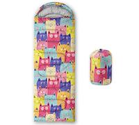 QOOMO Cartoon Cat Waterproof Sleeping Bags for Adults & Kids,Printed Camping Sleeping Bags, 3 Season Warm & Cool Weather,Traveling,and Outdoors,Camping Gear Equipment,31x90inch