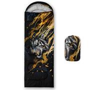QOOMO Cartoon Tiger Waterproof Sleeping Bags for Adults & Kids,Printed Camping Sleeping Bags,Traveling,and Outdoors,Camping Gear Equipment,31x90inch, 3 Season Warm & Cool Weather,Lightweight