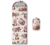 QOOMO Cute Cartoon Sloth Printed Camping Sleeping Bags,3 Season Warm & Cool Weather,Lightweight,Waterproof Sleeping Bags for Adults & Kids,Traveling,and Outdoors,Camping Gear Equipment,31x90inch