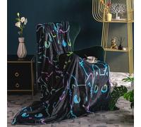 QOOMO Kawaii Cat Flannel Blanket 59“x47” Throw Blanket Cute Animals All Season Super Soft Cozy Blanket for Bed or Couch Twin Size for Kids Girls Boys