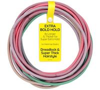 Qooocy 12-Pack 4x Extra Long Hair Ties - Ideal for Dreadlocks, Curly, Extra Thick Hair - Durable, Oversized, and Gentle Ponytail Holders, Soft Romance