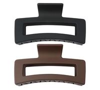 Qooocy Extra Large Claw Clips for Thick Hair and Long Hair, 2 Pack XXl Jumbo Claw clips, Oversized Matte Non-slip Rectangle Hair Clips for Women, Big Strong Hold Jaw Clip, Black & Brown