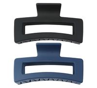 Qooocy Extra Large Claw Clips for Thick Hair and Long Hair, 2 Pack XXl Jumbo Claw clips, Oversized Matte Non-slip Rectangle Hair Clips for Women, Big Strong Hold Jaw Clip, Black & Navy