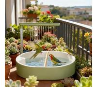 Qooplu Automatic ABS Bird Bath Shower, Pet Bird Bath Automatic Parrots Bathtub, Parrots Shower With Circulating Faucet, For Pet Birds Low Noise Birds Bathtub Electric Cockatiel Bathing Pool