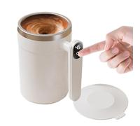 Qooplu Electric Coffee Mug with A Built-in LCD Thermometer, Electric Automatic Stirrer Mug, Electrics Stainless Steel USB Rechargeable Drinkware, for Milk, Coffee