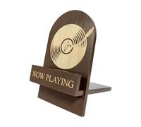 Qooplu Wooden Record Stand With Sign And Rotating Function For Optimal Album Presentation As A Stylish Vinyl Storage Stand And Decorative For Record Collectors